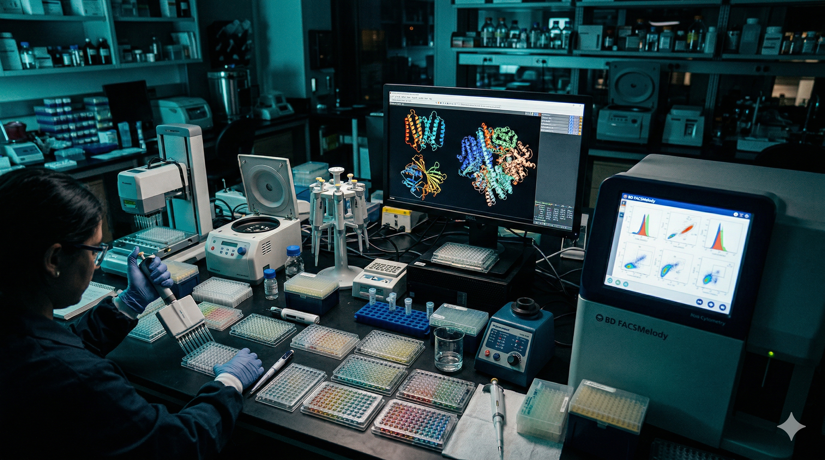 Protein engineering laboratory with multiple experimental workflows for binder discovery and optimization