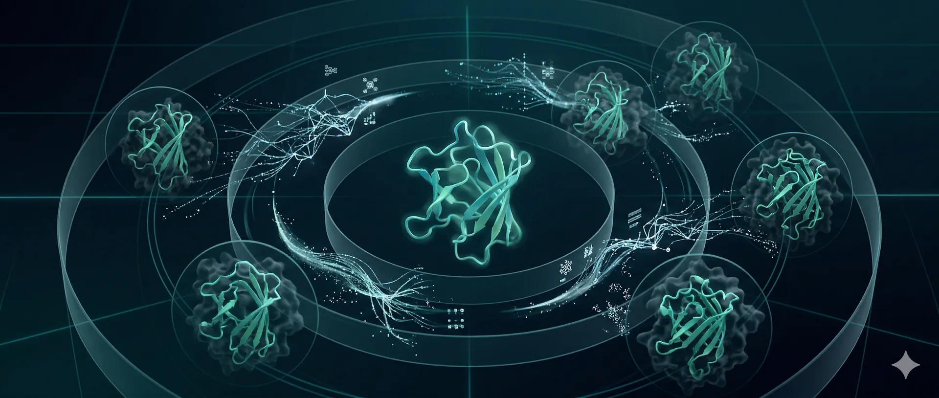De novo designed protein binder docked against a target surface structure