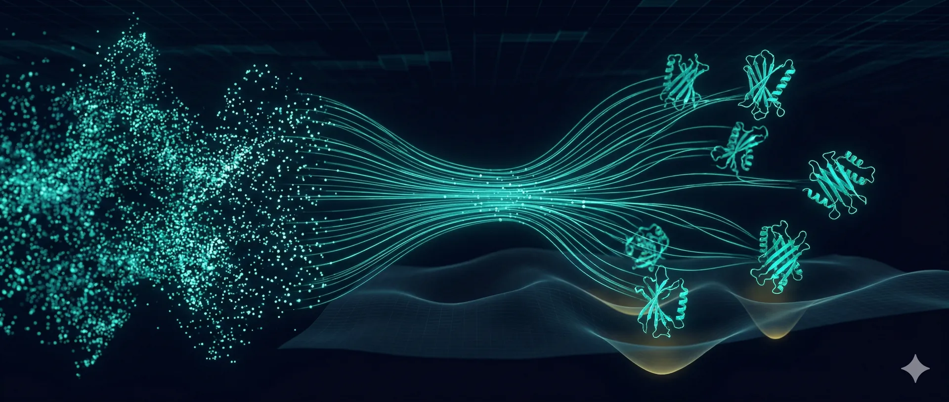 Normalizing flow transformation from disordered particles to diverse protein backbone conformations