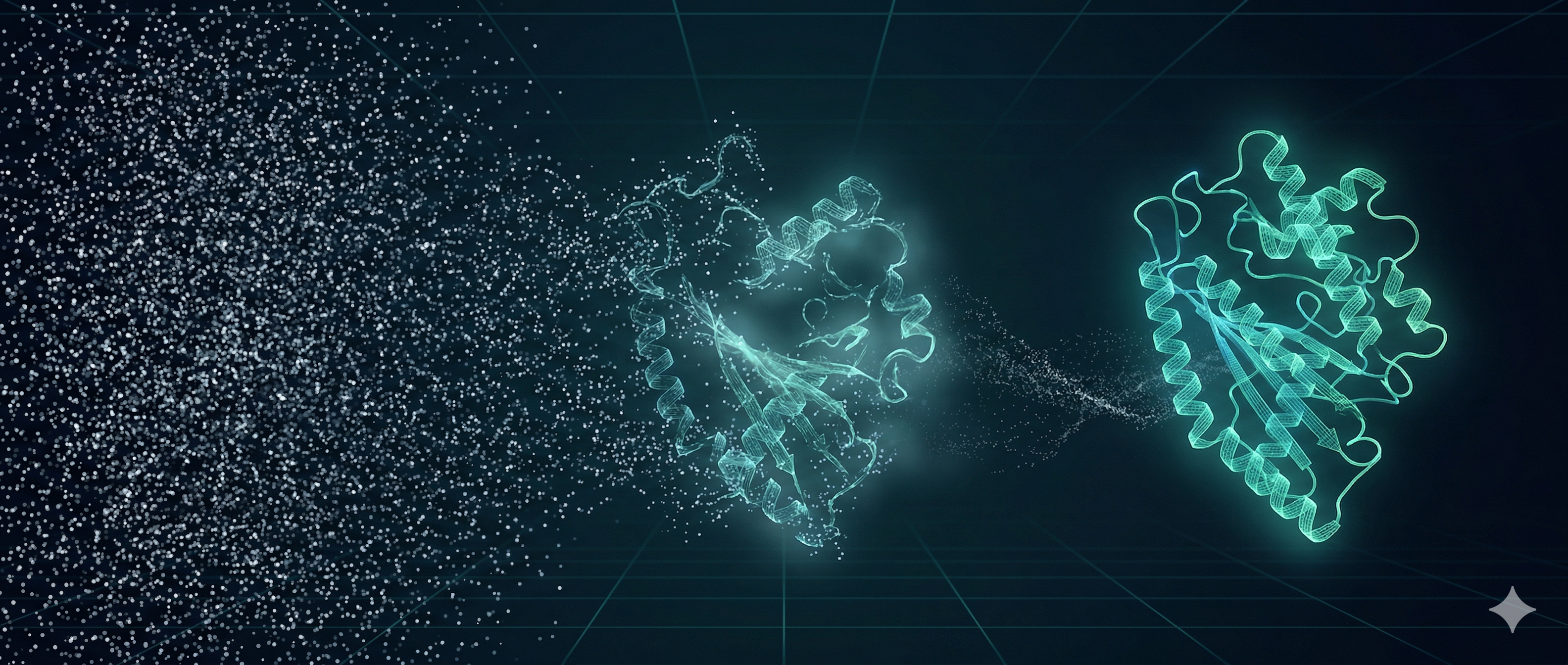 Protein backbone structures emerging from gaussian noise through the RFdiffusion diffusion process