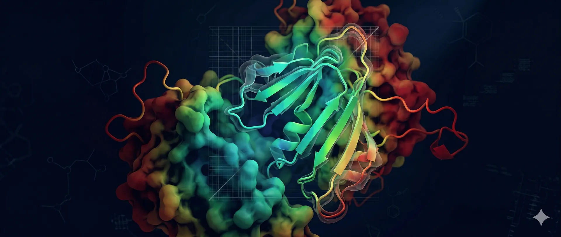 Protein structure confidence heatmap showing layered validation from multiple prediction models